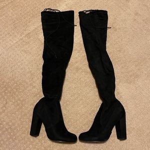 LuLu's So Much Yes Black Suede Over the Knee Boots